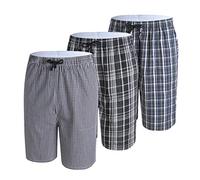 IDORIC Men's Pyjama Shorts 2-3 Pack Cotton Nightwear Checked Lounge Bottoms Shorts Two pockets Comfortable pyjama Mens Sizes M - 2XL（Set1/3P/M）