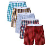 IDORIC Mens Woven Boxers Underwear Cotton Boxers for Men, Mens Boxers Shorts Multipack 5-Pack(Boxer1/5P/L)
