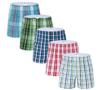IDORIC Mens Woven Boxers Underwear Cotton Boxers for Men, Mens Boxers Shorts Multipack 5-Pack（Boxer4/5P/M）