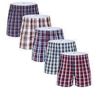 IDORIC Mens Woven Boxers Underwear Cotton Boxers for Men, Mens Boxers Shorts Multipack 5-Pack（Boxer5/5P/M）