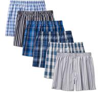 IDORIC Mens Woven Boxers Underwear Cotton Boxers for Men, Mens Boxers Shorts Multipack (Boxer1/6P/L)