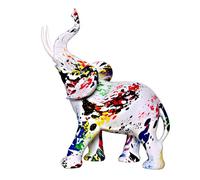 IDORTYBB Colorful Dot Elephant Statue Figurine Animal Art Sculpture Resin Home Decor Decoration for Living Room Bedroom Book Shelf Cabinet Office Desk Table Top Centerpieces Ornaments (Large)