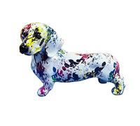 IDORTYBB Graffiti Dachshund Dog Statue Sculpture Animal Art Figurine Home Decoration for Living Room Bedroom Book Shelf TV Cabinet Desk Top Decor Table Centerpieces Ornaments