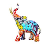 IDORTYBB Graffiti Elephant Statue Figurine Colorful Animal Art Sculpture Resin Home Decor Decoration for Living Room Bedroom Book Shelf Cabinet Office Desk Table Top Centerpieces Ornaments (Large)