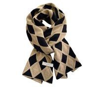 IDOTSEZU scarf for women uk Winter Diamond Scarf - Women'S Short Plaid Scarf Knitted Thick Warm Scarf Women Gift-Camel Black