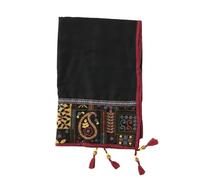IDOTSEZU scarf for women uk Women'S Scarf Ethnic Style Shawl Scarf Retro Embroidery Scarf Cotton And Linen Spring And Autumn Gauze Scarf-Square Black