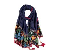 IDOTSEZU scarf for women uk Women'S Scarf Ethnic Style Shawl Scarf Retro Embroidery Scarf Cotton And Linen Spring And Autumn Gauze Scarf-Hidden Green