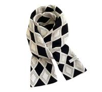 IDOTSEZU Women's Winter Plaid Scarf - Black and White, 180cm x 35cm, Acrylic, Gift for Women