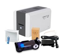 IDP SMART-21SB-EZ ID Card Simplex Printer Bundle with Easy-Load Ribbon. PC Only Software, 100 Print YMCKO Color Ribbon, 100 PVC Plastic Cards, and USB Camera