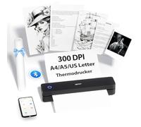 iDPRT MT610 Portable Thermal Printer, Mobile A4 Printer for On-the-Go, A4 Compatible with Windows, iOS, Android, 300dpi Monochrome Travel Printer for Home, Learning, Black