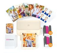 iDPRT Photo Printer, Mini Photo Printer with 216 Sheets & 4 Ribbons Included, Support Wi-Fi Connection Phone Photo Printer, AR Video Picture Printer, 4PASS Dye Sublimation Printer, Beige