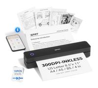 iDPRT Portable Printer Wireless for Travel, 300DPI Bluetooth Thermal Printer Support for 8.5"x11" US Letter, Inkless Compatible with iOS, Android, Laptop for Office, Car and Home (300DPI, Black)