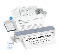 iDPRT Portable Printer Wireless for Travel, Bluetooth Thermal Printer Support for 8.5"x11" US Letter, Inkless Compatible with iOS, Android, Laptop for Office, Car and Home, School (White)