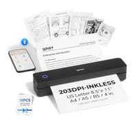 iDPRT Portable Printer Wireless for Travel, Bluetooth Thermal Printer Support for 8.5"x11" US Letter, Inkless Compatible with iOS, Android, Laptop for Office, Car and Home, School (Black)
