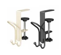 idqwsswt 2piece Adjustable Metal Mantle Hooks, Heavy Duty for Christmas Stocking 2pcs No Drill Hangers for Christmas, Cream Color+Grey