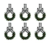 idqwsswt 4/6Pcs Mini Wreaths Tie Small Berries Christmas Wreath Hanging Cabinet Garland Reusable For Home Xmas Thanksgiving Day, black, 6PCS