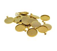 idqwsswt Bulk Pack of 20 Round Pendant Blank Cabochon Base Settings for Personalized Jewelry Color Accessories, Golden, 30mm