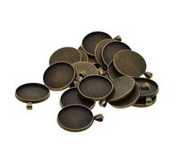 idqwsswt Bulk Pack of 20 Round Pendant Blank Cabochon Base Settings for Personalized Jewelry Color Accessories, Bronze, 30mm