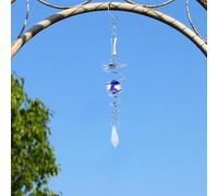 idqwsswt Decorative Rotating Wind Chime Pendant Indoor and Outdoor Wind Tail Ornaments Decorations Ball, Dark Blue with Hook, 4x23cm