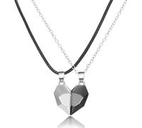 idqwsswt Elegant Matching Heart Necklace Present for Couples Birthday or Promise Magnetic Gift, Black White, 24.41 Inch