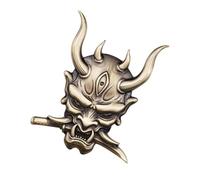idqwsswt Japanese Oni Samurai Sticker for Car Motorcycle Decoration Sticker Exquisite and Intricate, Golden, 2.76x2.17x0.79 Inch