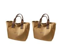 idqwsswt Multi Functional Canvas Handbag, Japanese bento, Simple Contrasting Lunch Box Office Workers to Dine Out 2 Pieces, Dark Brown, 31 * 12 * 22CM