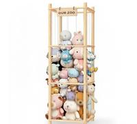 idqwsswt Stuffed Animal Storage Frame with High Rope Large Capacity Plush Toys Sturdy Doll Wooden Material - Ideal Nursery