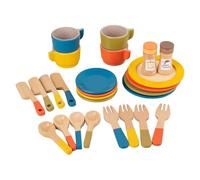 idqwsswt Wooden Dish Set For Girls Toddlers Tea Set Play Offering Exciting Learning Opportunities Through Engaging Role Play Kitchen Cutlery And Plate For Kids