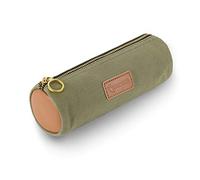 iDream365 Canvas Simple Pencil Case Bag Pouch,Durable with Brass Zipper,Match Color Design-Green