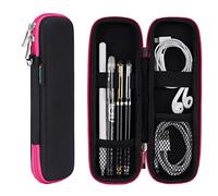 iDream365 Small Pencil Case Pen Box for Apple Pencil,Hard Shell Carrying Pen Case Holder for Executive Fountain Pens,Stylus Pens-Black/Hot Pinks