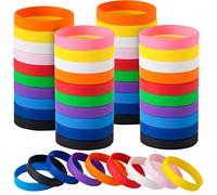 IDREAMBAND 100 pcs Rubber Bracelets Wristbands Colored Blank Bracelets