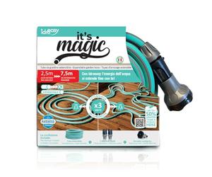 Idroeasy, 7.5 Meter Expandable Garden Hose with 6-Function Shower Head and Fittings, 1/2" Anti-Twist and Anti-Knot Garden Water Hose, Expandable up to 3 Times Its Initial Length, Made in Italy
