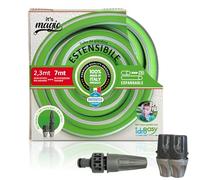 Idroeasy, 7 Meter 1/2'' Expandable Garden Hose, Complete Kit with Lance, 3X Expandable Water Pipe, Lightweight Anti-Knot, Anti-Twist and Non-Toxic Hose with 2 Quick Fittings, 100% Made in Italy