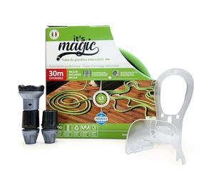 Idroeasy Expanding Magic Hose Kit 30 Metre High Water Flow 19mm Diameter, No Kinks, No Leaks, No Tangles, No Fabric, Includes Multi Spray Head and 2X Connectors Made in Italy