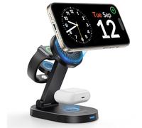 iDsonix 3 in 1 Wireless Charging Station for iPhone Magnetic Series, Foldable Wireless Charger Stand for iPhone 17/16/15/14/13/12/11/XR/XS, Watch Ultra 8/7/6/5/4/3/2/SE and AirPods Pro 3 2 Apple Watch