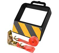 IDSWorld Jack Pallet Truck Stop Wheel Chock Heavy Duty Rubber Stopper for Safe Warehouse Moving Cargo Delivery Trucks Anti-Skid Warning Tape with Rachet 10.5ft Tiedowns Strap