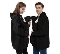 Idtswch Mens Kangaroo Jacket for Dad and Baby Carrier Hoodie Pullover Sweatshirt Baby Carrier Jacket 2 in 1 Fleece Zip Up Kangaroo Maternity Hoodies