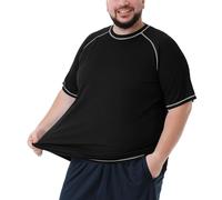 Idtswch Men's Large Sizes Plus Size Swimming Shirt Rash Guard Men's Protection Beach T-Shirt Short Sleeve, black, 7XL