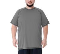 Idtswch Men's Large Sizes Plus Size Swimming Shirt Rash Guard Men's Protection Beach T-Shirt Short Sleeve, gray, 7XL