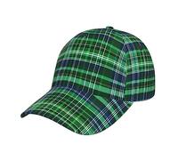 idubi Blue and Green Scottish Tartan Unisex Baseball Cap - Adjustable & Breathable Hat for Daily Use, Outdoor Activities, and Travel, Black, One size