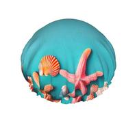 idubi Ocean Beach Theme shower caps with a double layer of, hold your hair well whether using them while showering or taking bath.