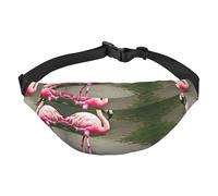 idubi Pink Flamingo Adjustable Belt Hip Bum Bag Fashion Water Resistant Hiking Waist Bag for Traveling Casual Running Hiking Cycling, Black, Black, One Size