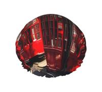 idubi Red London Street shower caps with double layer hold your hair well whether it is showering or bathing.
