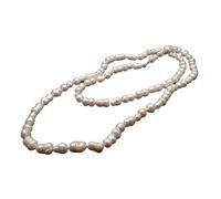 IDUTQUMW 44'' Cultured White Gourd beads freshwater Pearl Long Sweater chain Necklace classic style for women