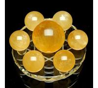 IDUTQUMW Citrine Seven-Star Array Ornaments Stone Creative Home Decorations Crystal Ball Crafts,Chassis Diameter,12cm
