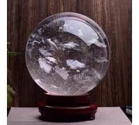 IDUTQUMW Clear Quartz Crystal Balls Glass Decorative Ball Smelting White Sphere with Stand Fengshui Ornaments Home Decor Prosperous Invite Wealth,120mm/4.7in