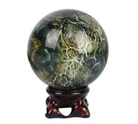 IDUTQUMW Crystal Amber Mica Sphere with Stand,Raw Stone Polished Ball Decoration for Home & Office Desktop,Christmas, 60mm