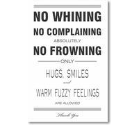 IDUTQUMW Positive Mindset Poster, No Whining No Complaining Motivational Sign, Office or Classroom Management Wall Art(Framed,08x12inch(20x30cm))