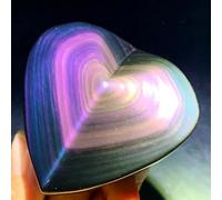 IDUTQUMW Rainbow Obsidian Cat Eyes Quartz Crystal Heart Shaped (Size : 50-60mm)