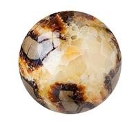 IDUTQUMW Septarian Dragon Crystal Ball Ornament,Fengshui Stone Sphere with Wooden Base, Polished Balls for Home Office Tabletop Decoration,30~40mm